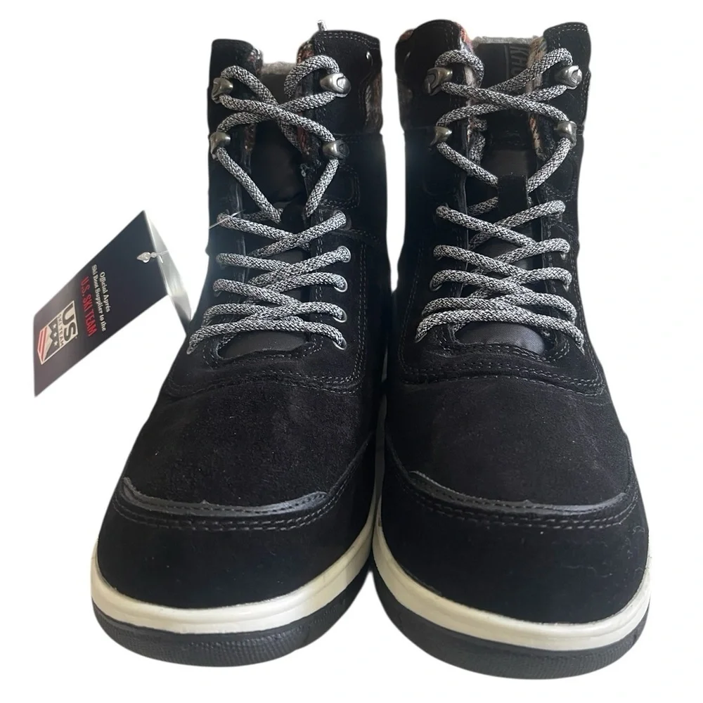 Khombu Black Faux Shearling Lined Suede Water Resistant Winter Boots sz 9M NIB